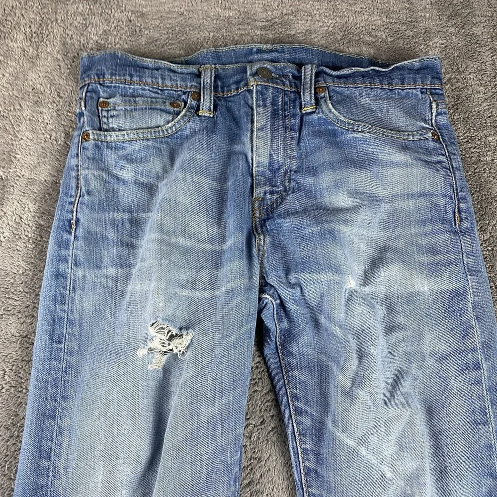Levis 510‎ Skinny Jeans Mens 31x32 Blue Medium Wash Mid Rise Distressed